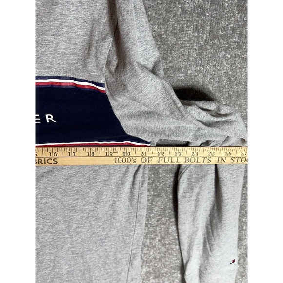 Tommy Hilfiger‎ SPELLOUT Long Sleeve Crew Neck T-Shirt Mens Size Large Gray Blue - Picture 5 of 6